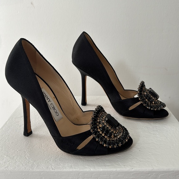 Jimmy Choo Black Satin D’Orsay with Spectacular Crystal embellishment 36 - Picture 4 of 7